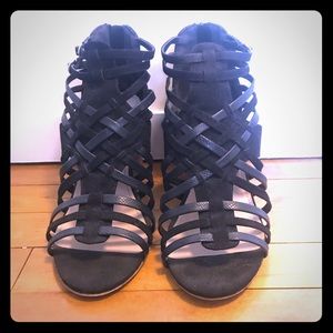 Women’s black strapped heels